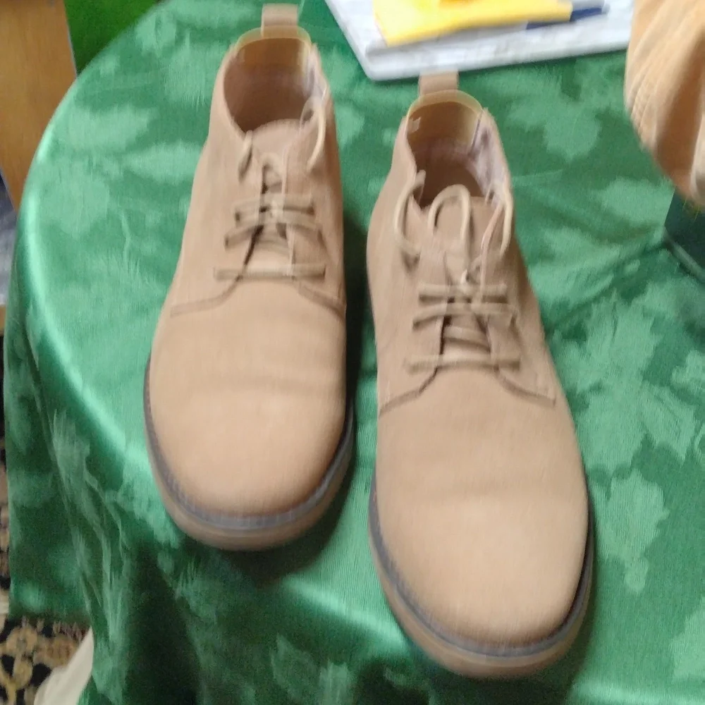 Brand pair of Men's tan suede boots by Bruno Marc
